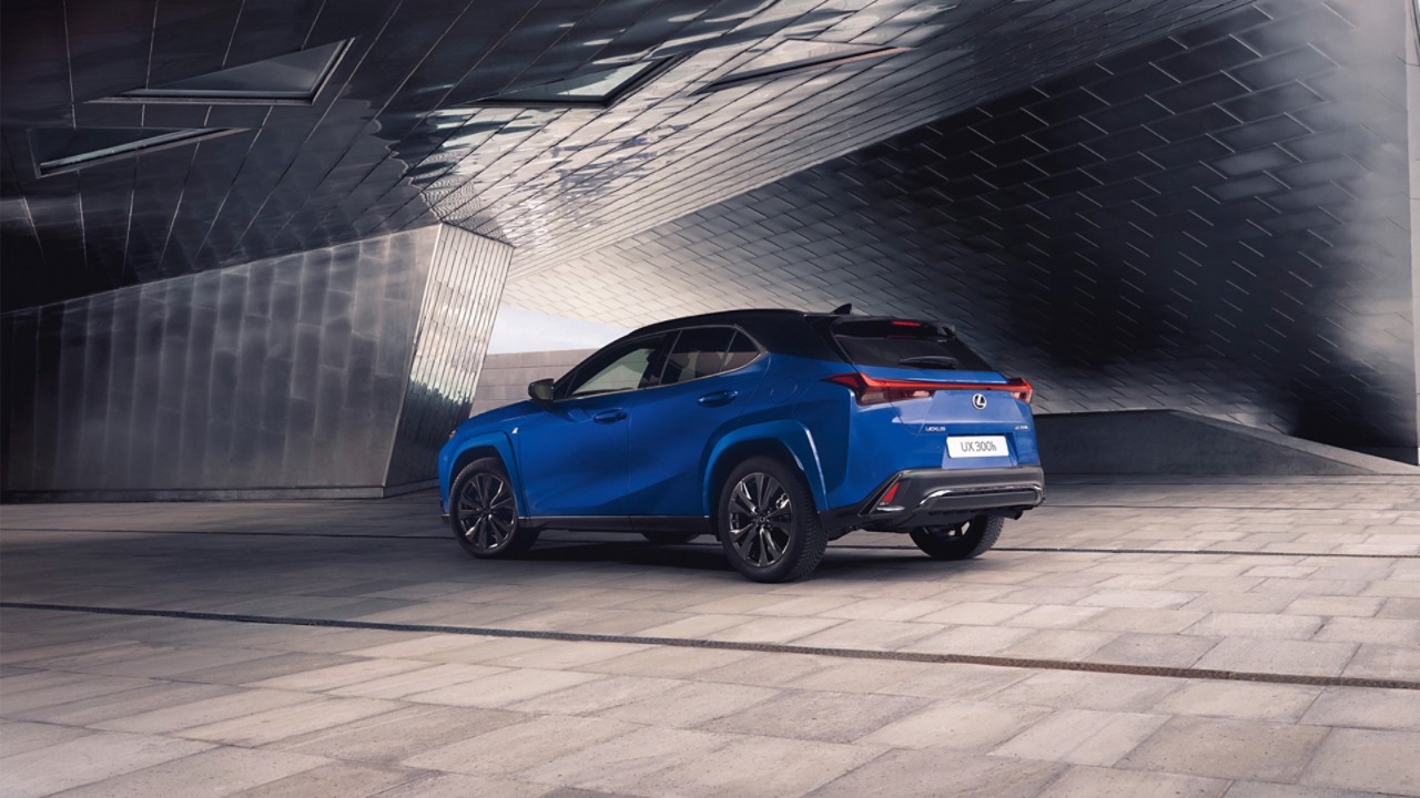 A blue Lexus UX