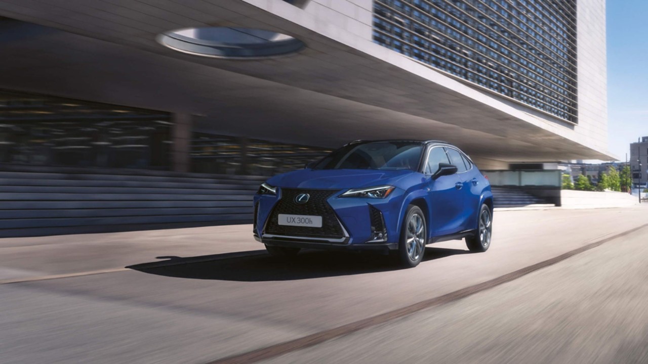 A blue Lexus UX