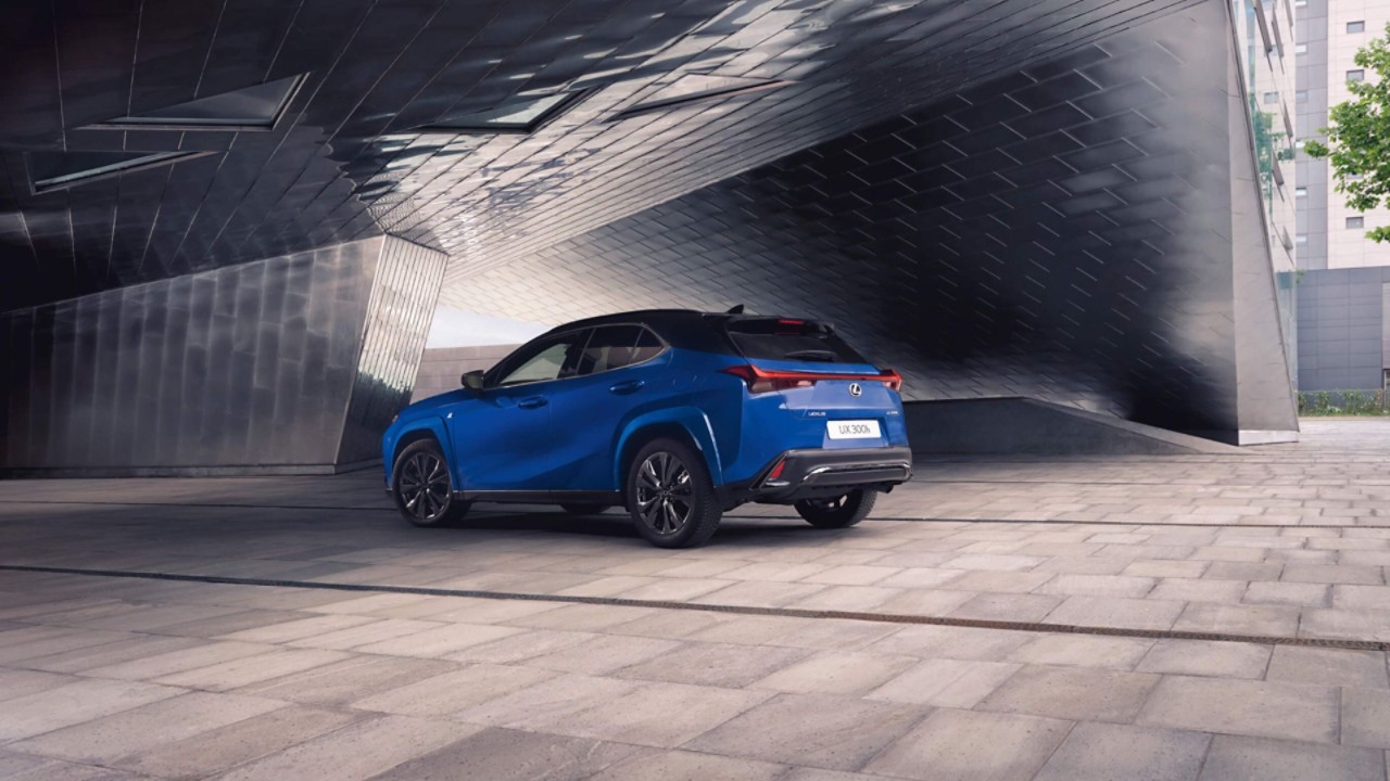 A blue Lexus UX