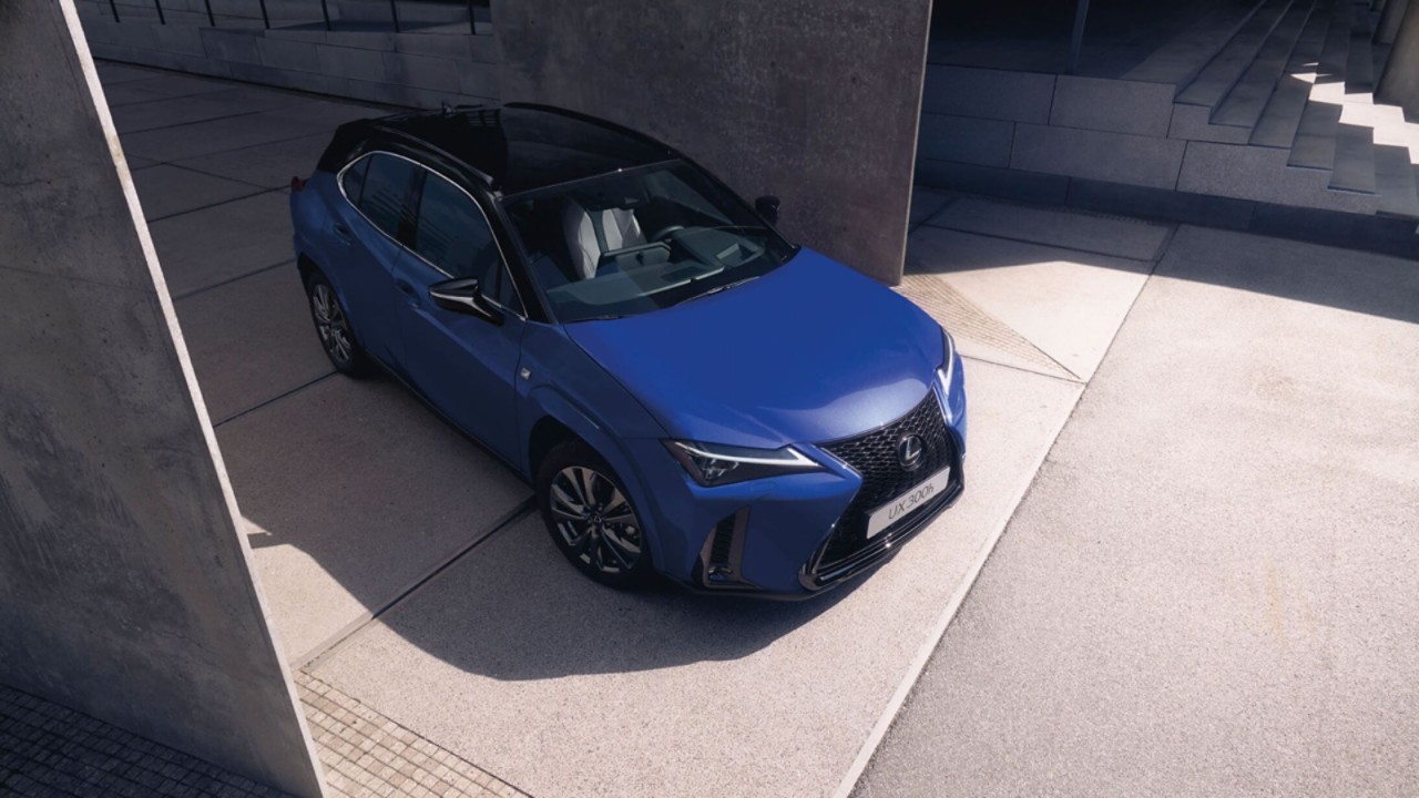 A blue Lexus UX