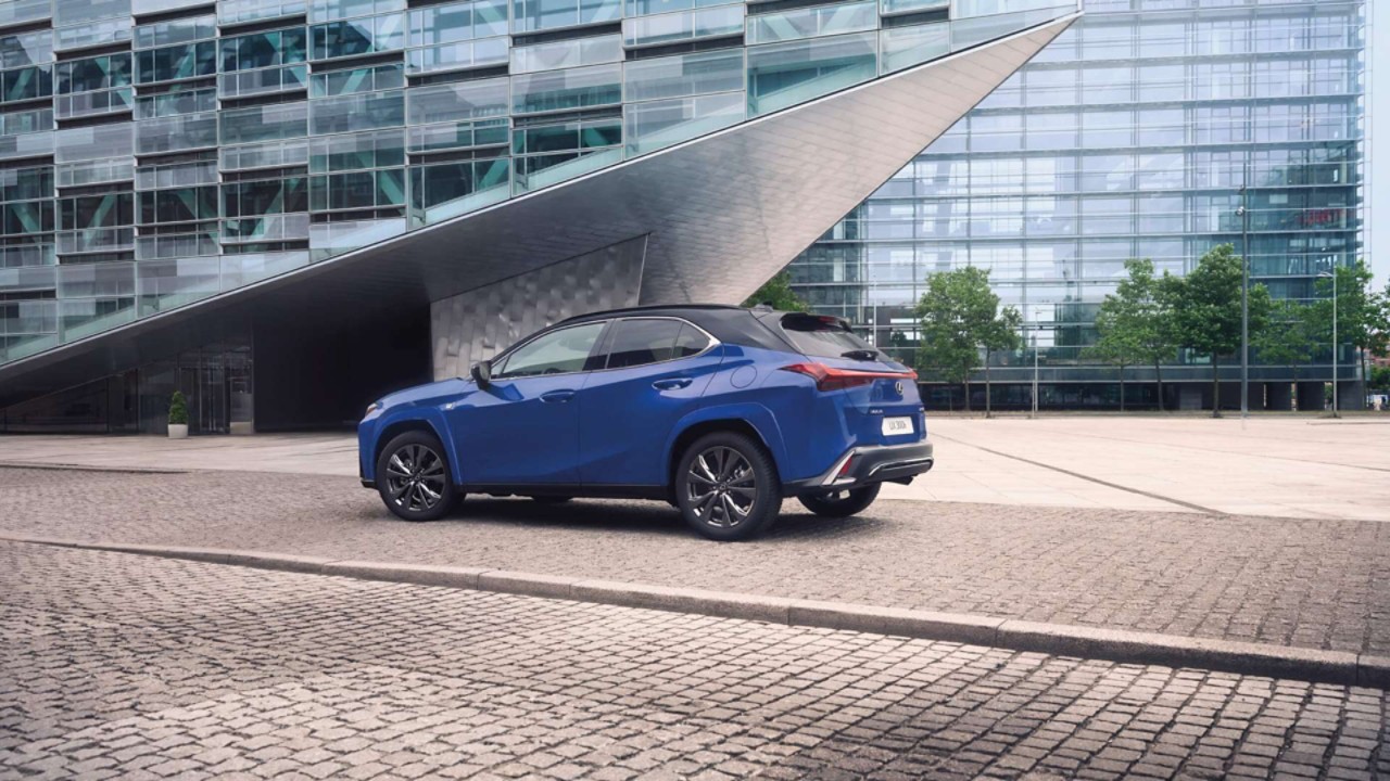 A blue Lexus UX